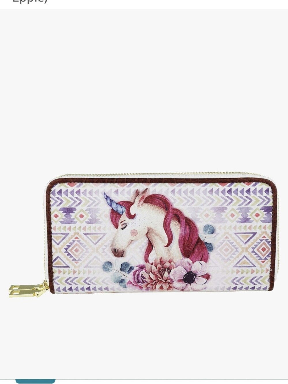 Brentano Pink Unicorn Zip-Around Wallet New